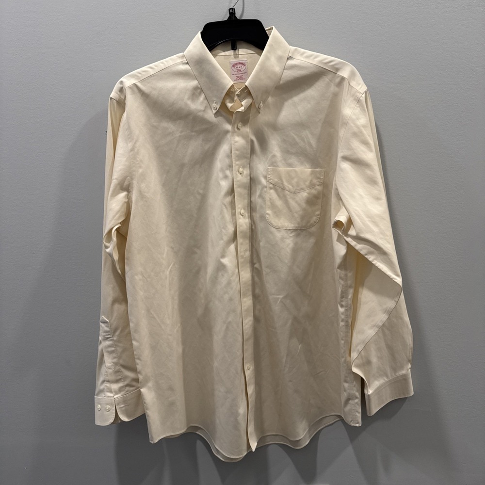 Brooks Brothers‎ Yellow Button Down Long Sleeve Shirt Sz 17   6/7